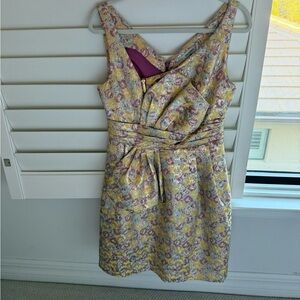 Zac Posen Floral Mini Dress in Yellow and Purple